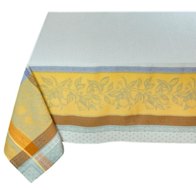 French Jacquard tablecloth, Teflon (Cedrat. ginger yellow)